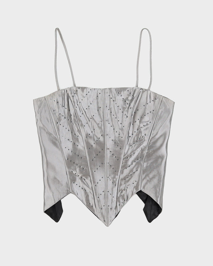 Grey Sequin Corset Top - XS