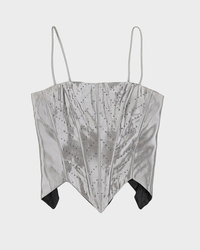 Grey Sequin Corset Top - XS