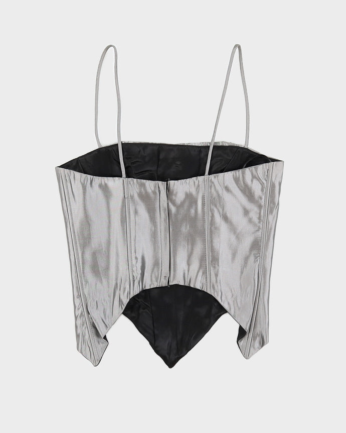 Grey Sequin Corset Top - XS