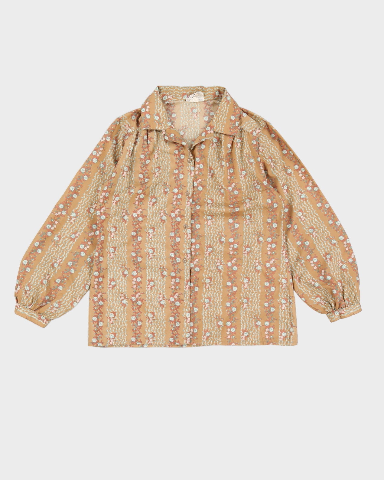 Vintage Brown Floral Blouse - M