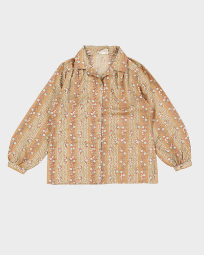 Vintage Brown Floral Blouse - M