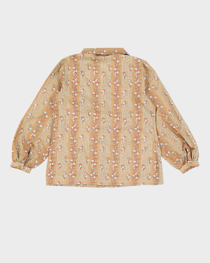 Vintage Brown Floral Blouse - M