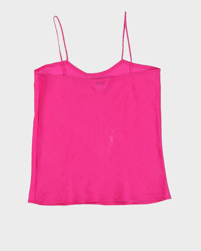 Vintage 90s Pink Rose Printed Silk Cami - L/XL