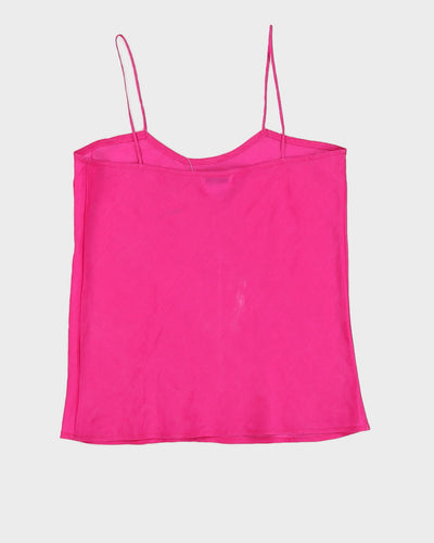 Vintage 90s Pink Rose Printed Silk Cami - L/XL