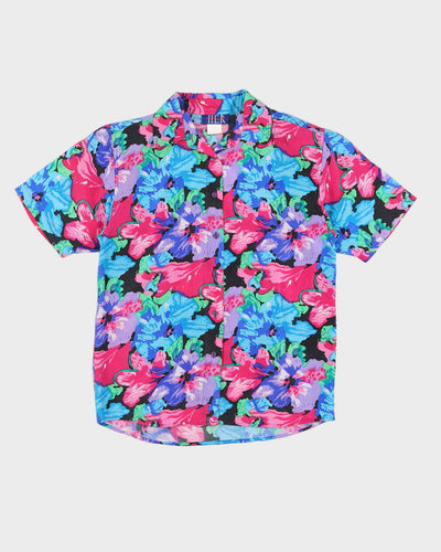 Purple Patterned Silk Blouse - M