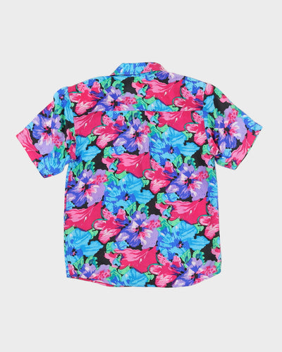 Purple Patterned Silk Blouse - M