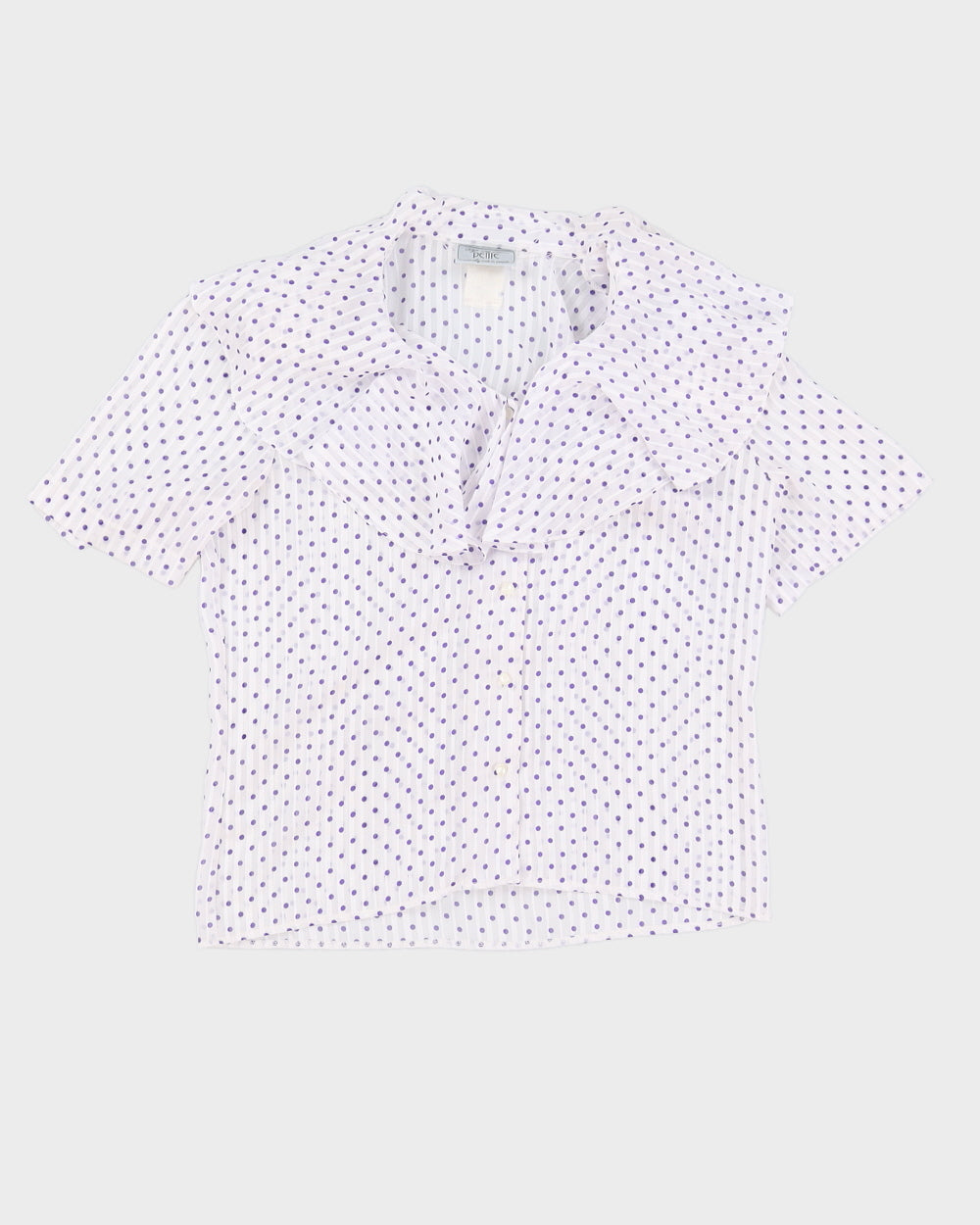 White With Lilac Polka Dots Blouse - S