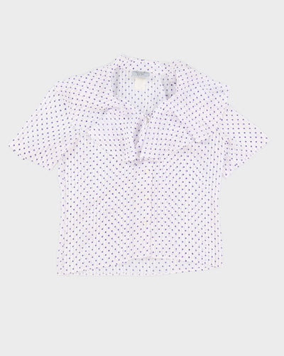 White With Lilac Polka Dots Blouse - S