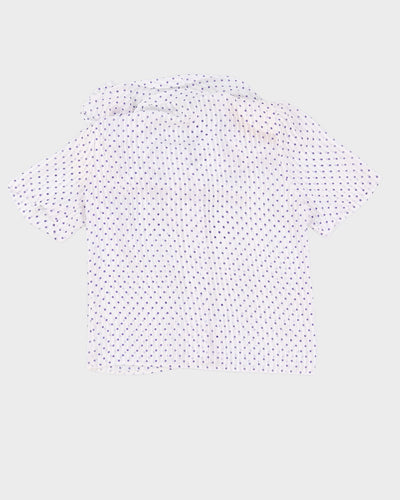 White With Lilac Polka Dots Blouse - S