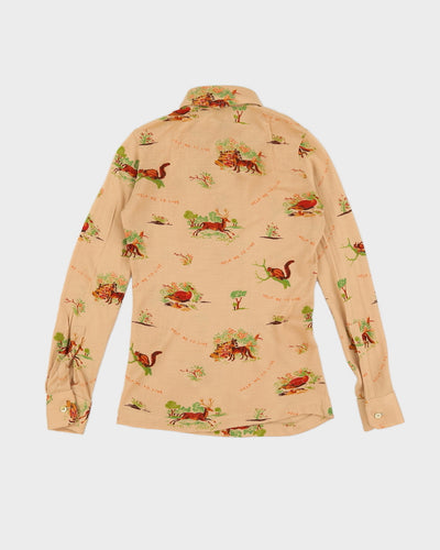 Vintage 70s Pooh Jeans Squirrel Print Shirt - XS