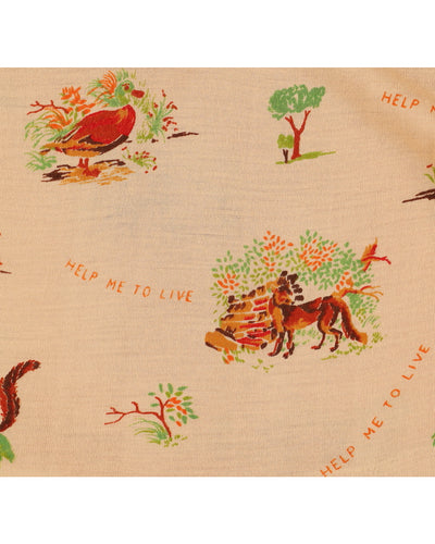 Vintage 70s Pooh Jeans Squirrel Print Shirt - XS
