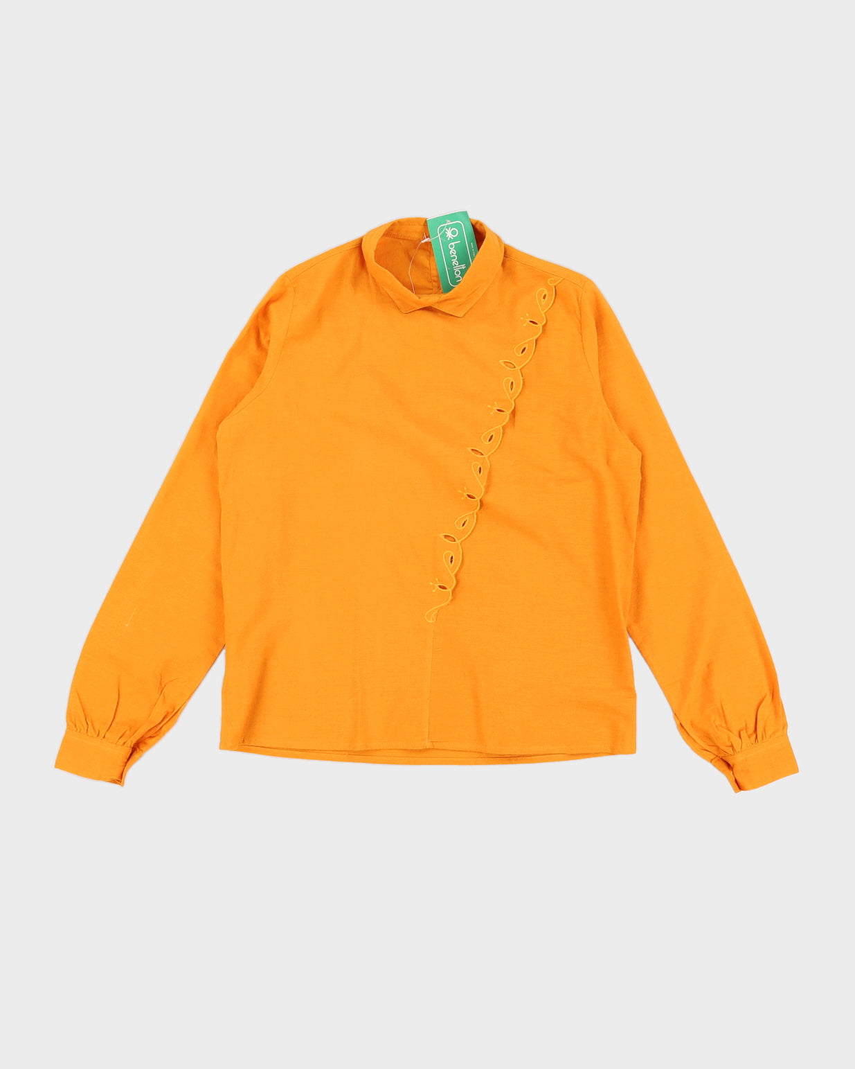 Vintage 70s Benetton Women's Orange Blouse - M/L