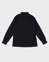 Vintage 70s Tuareg Black Shirt With Floral Collar - S
