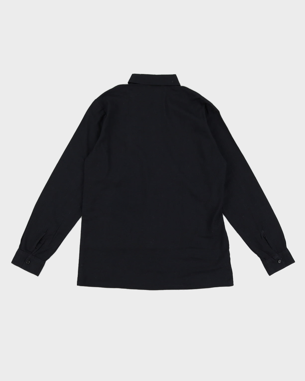 Vintage 70s Tuareg Black Shirt With Floral Collar - S
