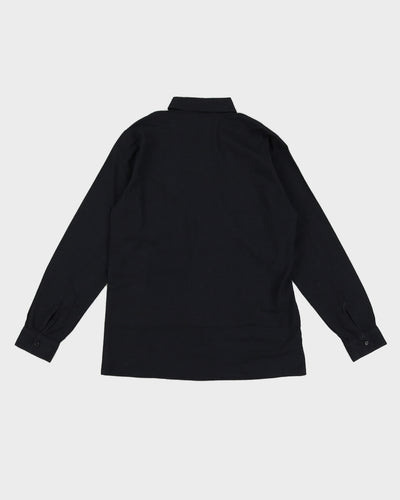 Vintage 70s Tuareg Black Shirt With Floral Collar - S