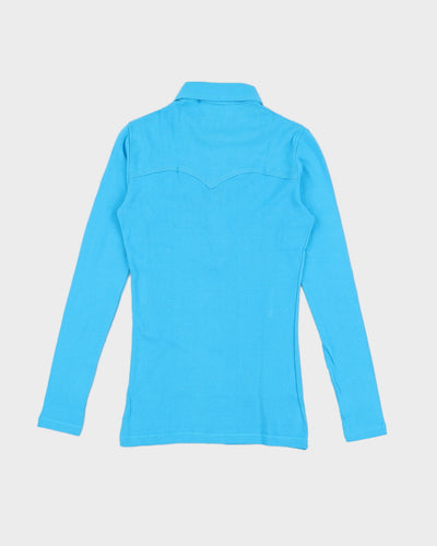 Vintage 70s Benetton Women's Blue Polo Shirt - S