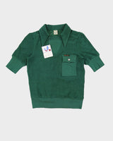 Vintage 70s Pooh Jeans Green Terry Towelling Top - XS/S