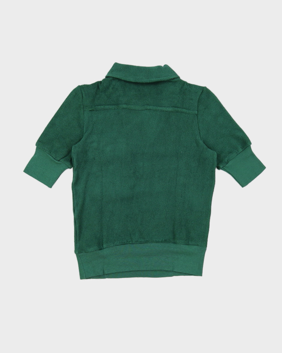 Vintage 70s Pooh Jeans Green Terry Towelling Top - XS/S