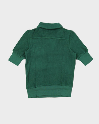 Vintage 70s Pooh Jeans Green Terry Towelling Top - XS/S