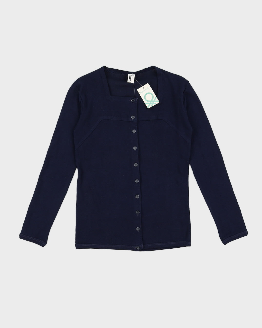 Vintage 70s Benetton Navy Button Down Top - M/L