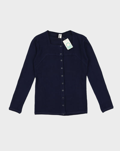Vintage 70s Benetton Navy Button Down Top - M/L