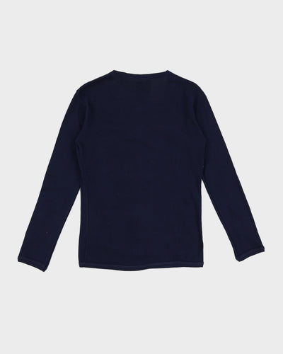 Vintage 70s Benetton Navy Button Down Top - M/L