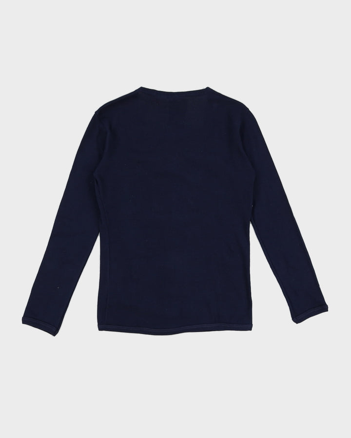 Vintage 70s Benetton Navy Button Down Top - M/L