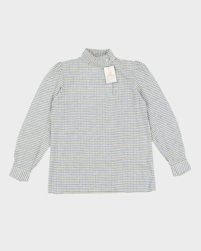 Vintage 70s Tuareg Blue & Green Gingham Blouse - M