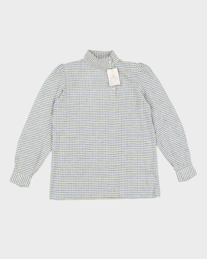 Vintage 70s Tuareg Blue & Green Gingham Blouse - M