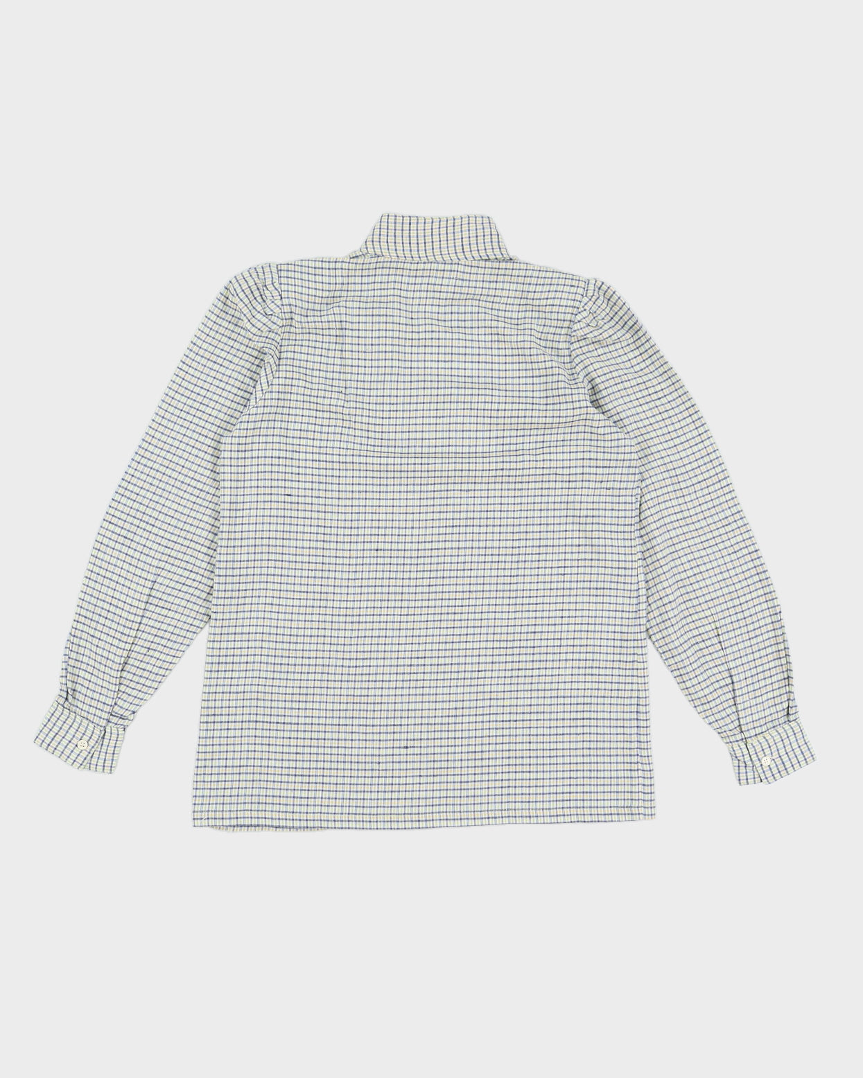 Vintage 70s Tuareg Blue &amp; Green Gingham Blouse - M