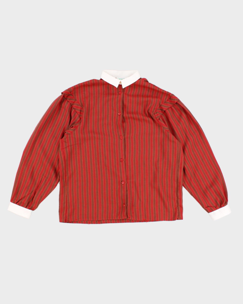 Vintage 70s Benetton Red Stripe Blouse - L