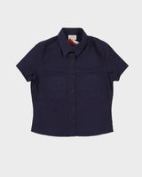 Vintage 70s Sisley Navy Cropped Blouse - M