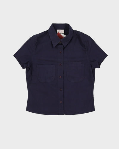 Vintage 70s Sisley Navy Cropped Blouse - M