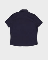 Vintage 70s Sisley Navy Cropped Blouse - M
