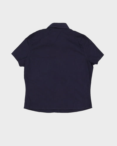 Vintage 70s Sisley Navy Cropped Blouse - M