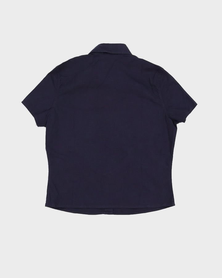 Vintage 70s Sisley Navy Cropped Blouse - M