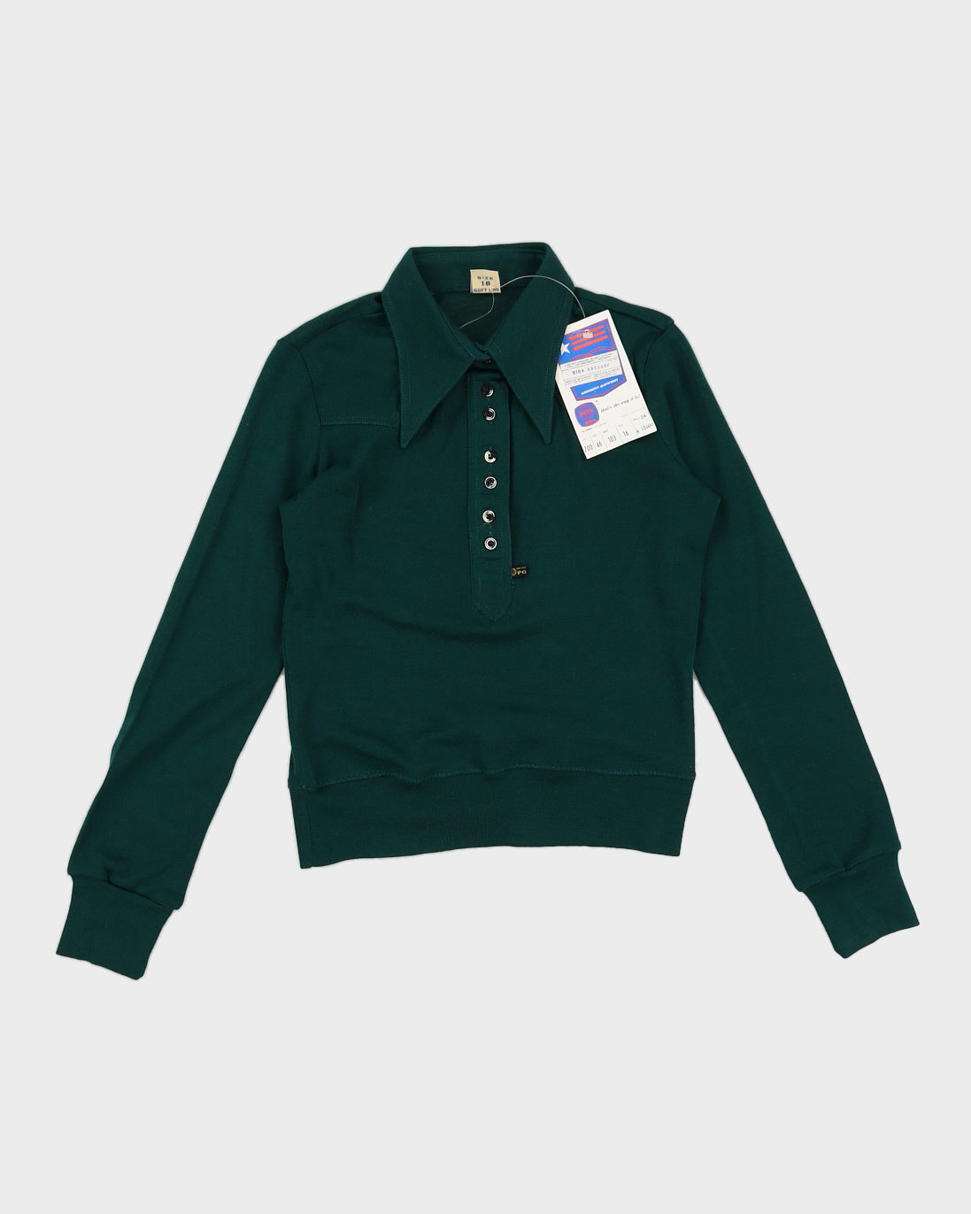 Vintage 70s Pooh Soft Line Emerald Green Polo Top - M