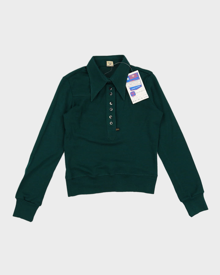 Vintage 70s Pooh Soft Line Emerald Green Polo Top - M