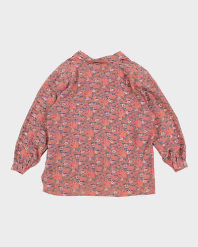 Vintage 70s Pink Floral Silk Blouse - L