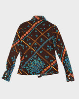 Vintage 70s Imatex Brown Floral Print Blouse - M