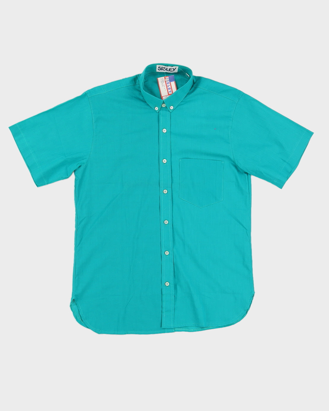 Vintage 70s Sisley Green Button Up Blouse - L