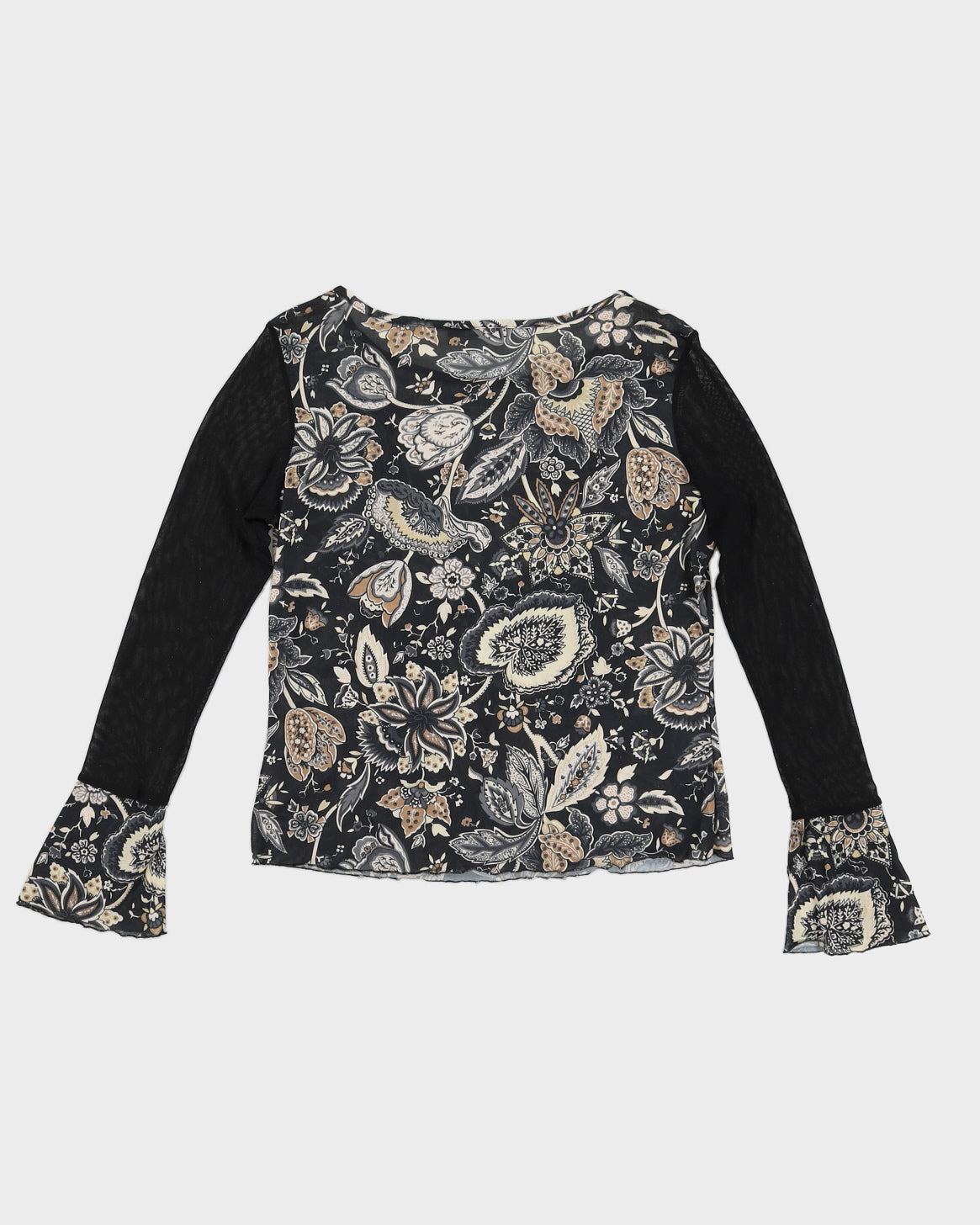 Y2K 00s Jonden Floral Flare Sleeve Top - M/L