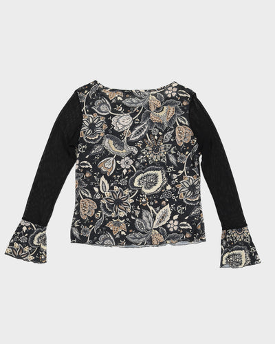 Y2K 00s Jonden Floral Flare Sleeve Top - M/L
