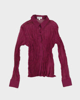 Y2K 00s Etam Purple Crinkled Shirt - UK 10
