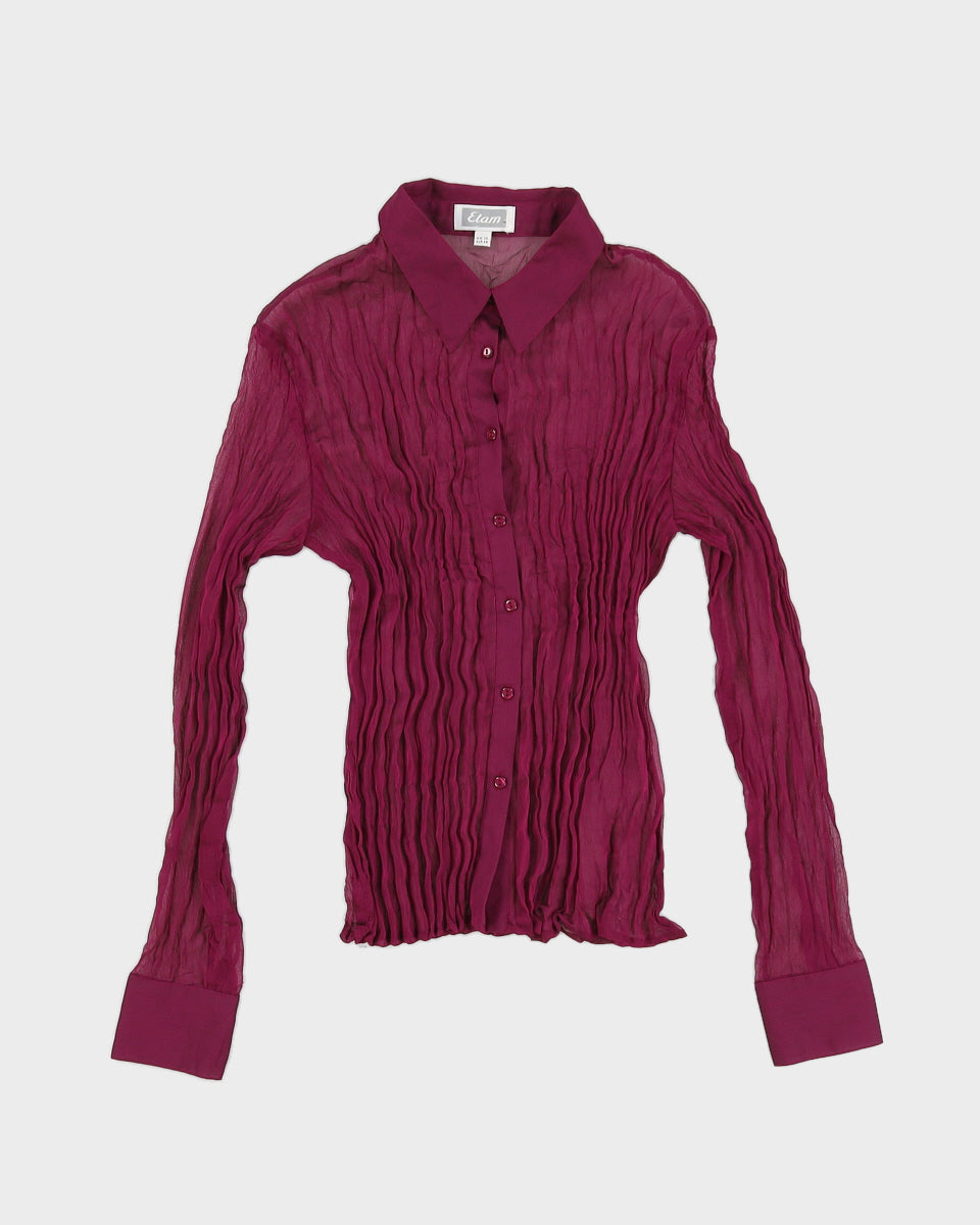 Y2K 00s Etam Purple Crinkled Shirt - UK 10