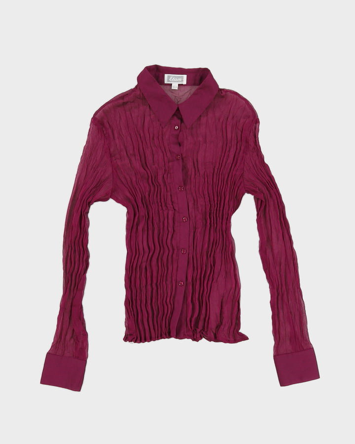 Y2K 00s Etam Purple Crinkled Shirt - UK 10