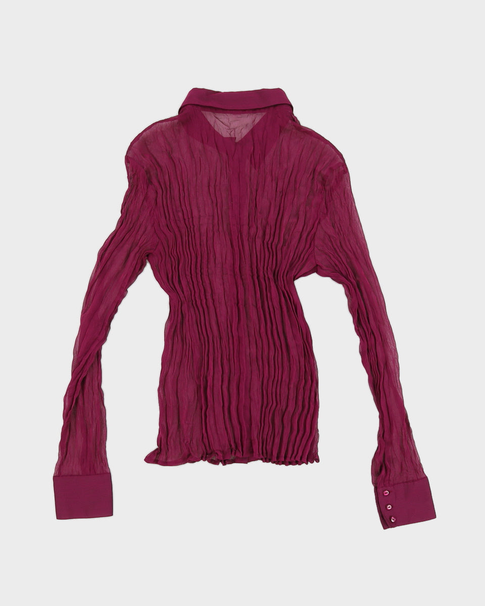 Y2K 00s Etam Purple Crinkled Shirt - UK 10