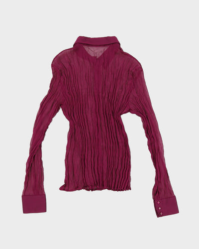 Y2K 00s Etam Purple Crinkled Shirt - UK 10