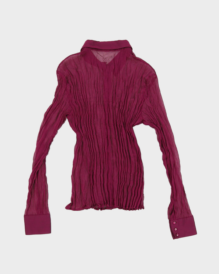 Y2K 00s Etam Purple Crinkled Shirt - UK 10