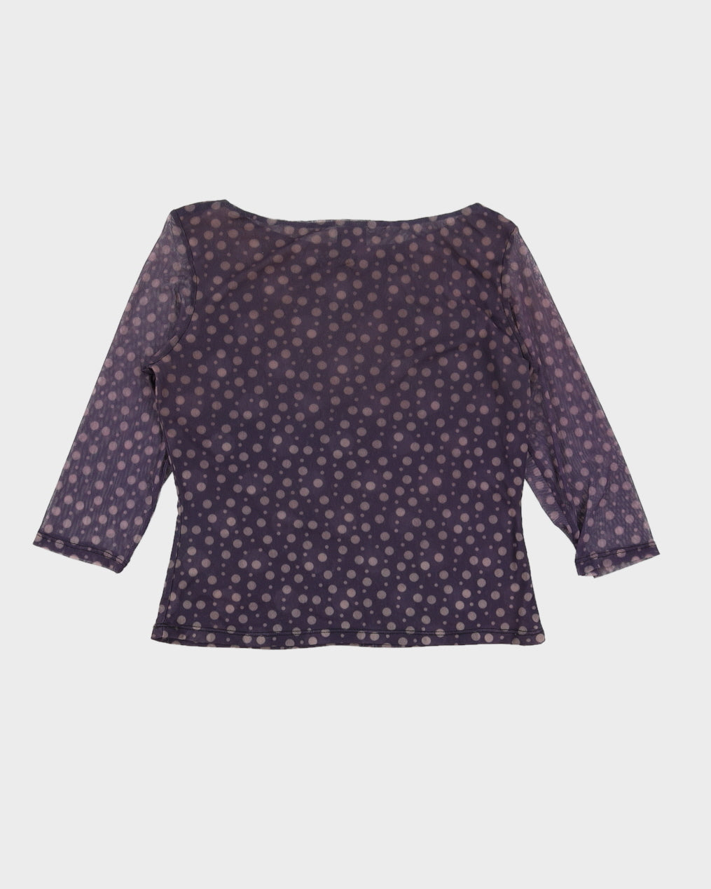 Y2K 00s INC Purple Polka Dot Mesh Top - M